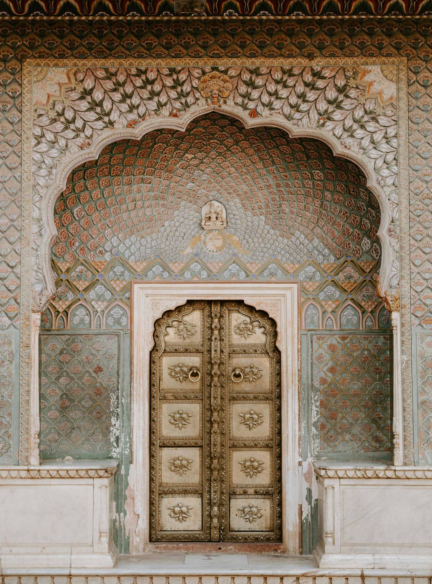 Intricately decorated doorway in Jaipur, India